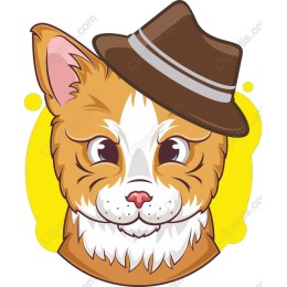 Classic Cat Character with Fedora