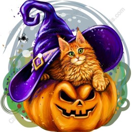 Halloween Cat in Witch Hat