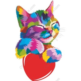 Colorful Kitten with Heart