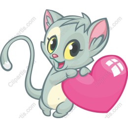 Cute Kitty Holding Heart