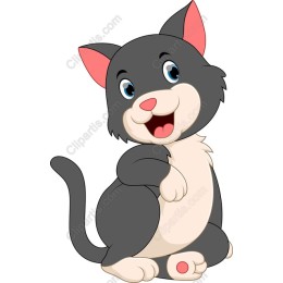 Playful Gray Cat Cartoon