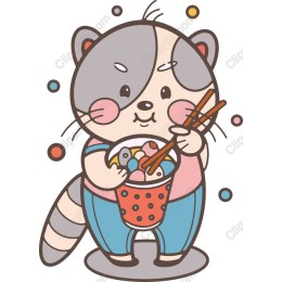Charming Raccoon with Chopsticks