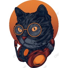 Hipster Cat with Headphones