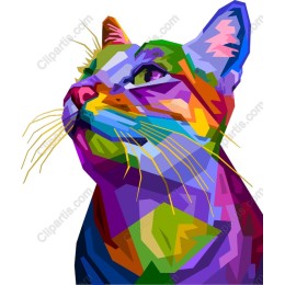 Vibrant Geometric Cat