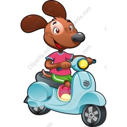 Cartoon Dog on Scooter