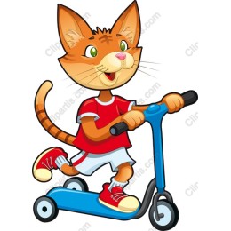 Playful Cat on Scooter