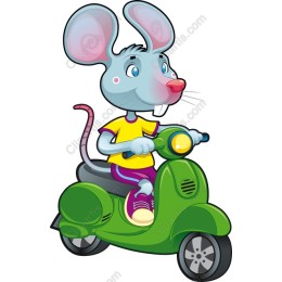 Cheerful Mouse Riding Scooter