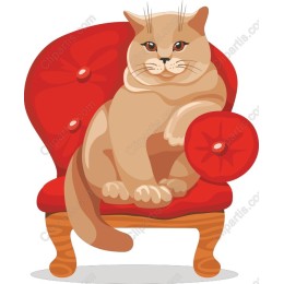 Regal Cat on Red Armchair