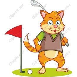 Cartoon Cat Golfing