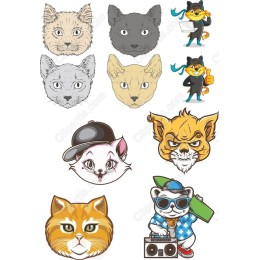 Cat Cartoon Clipart Bundle
