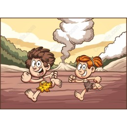 Prehistoric Playtime: Kids Running