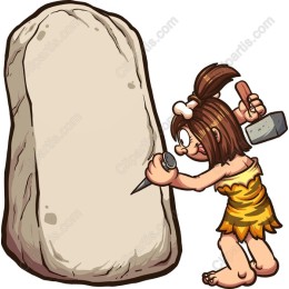 Cave Girl Carving Stone