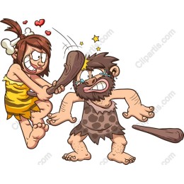 Stone Age Love: Playful Caveman and Cavegirl