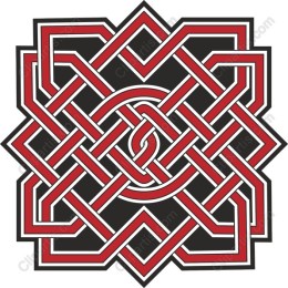 Intricate Red and Black Knot Pattern