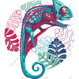 Vibrant Chameleon and Foliage