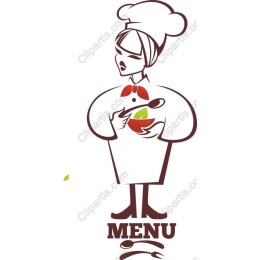 Chef Holding Bowl Illustrating Menu