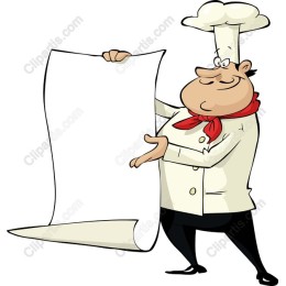 Cheerful Chef Holding Scroll