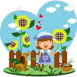 Joyful Gardener with Sunflowers