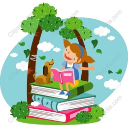 Joyful Girl Reading with Dog