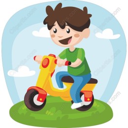 Joyful Boy Riding Scooter