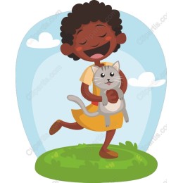Joyful Moments: Girl and Cat