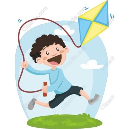 Joyful Child Flying a Kite