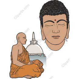 Meditating Monk and Buddha