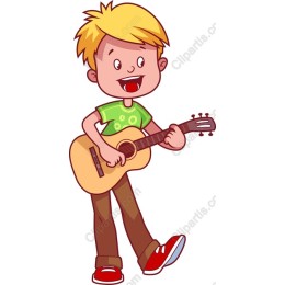 Cheerful Boy Playing Guitar