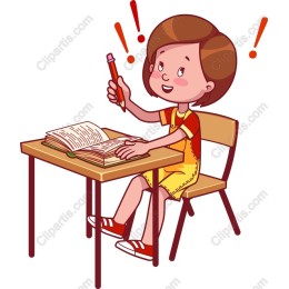 Cheerful Classroom of a Girl Raising Hand