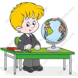 Cheerful Schoolboy with Globe