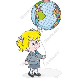 Charming Schoolgirl with Globe Balloon