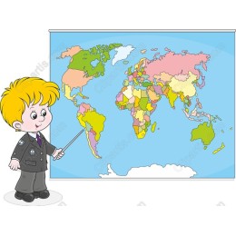Cheerful Boy Presenting World Map