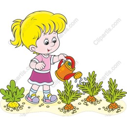Cheerful Gardener: Girl Watering Plants
