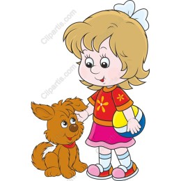 Delightful Girl and Playful Puppy