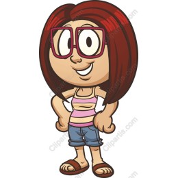 Cheerful Cartoon Girl