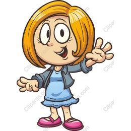 Cheerful Cartoon Girl
