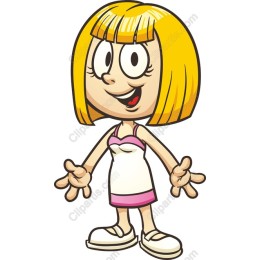 Cheerful Blonde Girl Cartoon