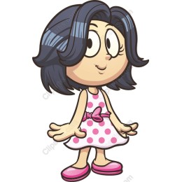 Cheerful Girl in Polka Dot Dress