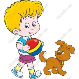 Childhood Joy: Boy and Puppy Playing