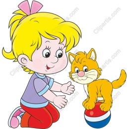 Playful Girl with Cat