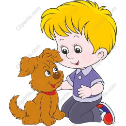 Cheerful Boy with Dog