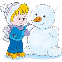 Winter Joy: Child with Snowman