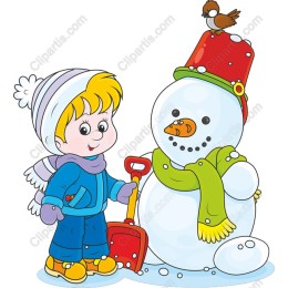 Winter Joy: Child and Snowman