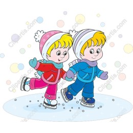 Cheerful Winter Skating Kids