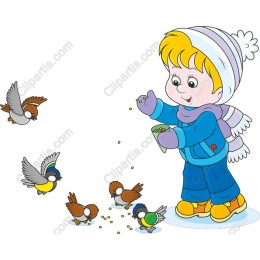 Winter Wonderland: Child Feeding Birds