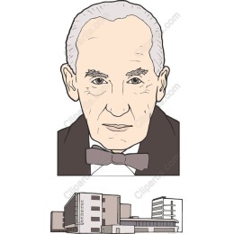Historical Figure with Modern Building