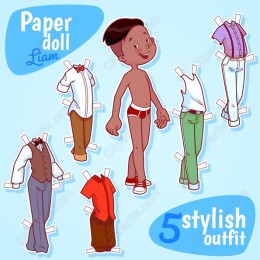 Liam the Paper Doll - 5 Stylish Outfits