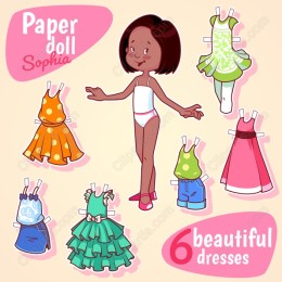 Paper Doll Sophia - 6 Dress Set
