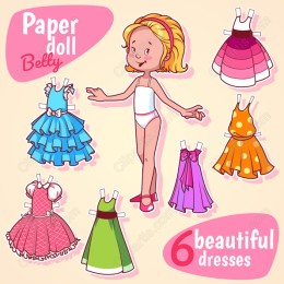 Paper Doll Belly with 6 Beautiful Dresses