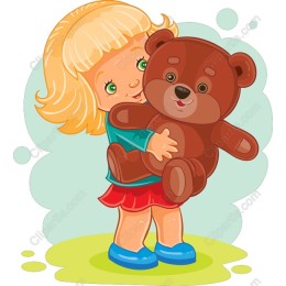 Joyful Girl with Teddy Bear